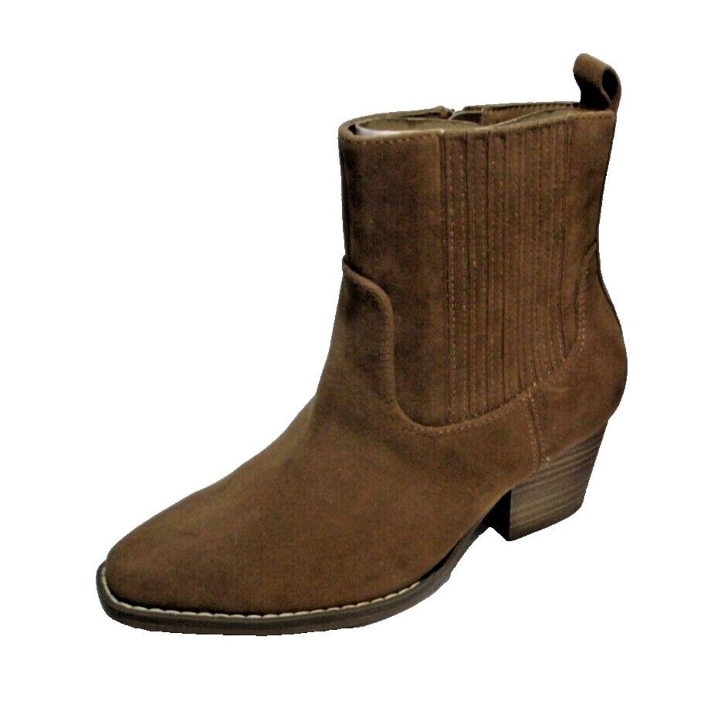 NWT Solita Ankle Boots Womens 6 Tan Faux Suede Side Zip Universal Thread